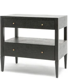 Made Goods Conrad Low Double Nightstand Black Faux Raffia New Arrivals