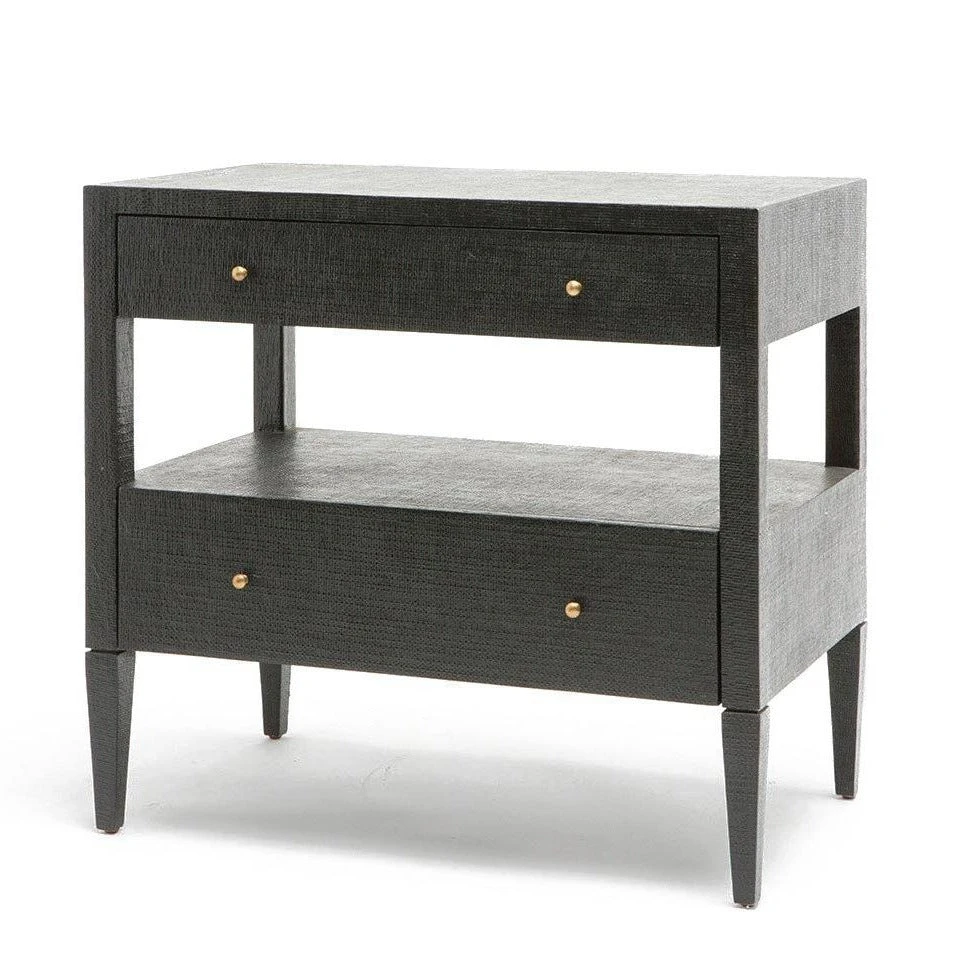 Made Goods Conrad Low Double Nightstand Black Faux Raffia New Arrivals 3 Made Goods Conrad Low Double Nightstand Black Faux Raffia New Arrivals