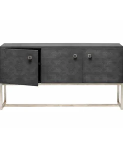 Made Goods Dallon 3 Door Buffet In Cool Gray Faux Shagreen And Silver