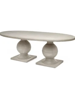 Made Goods Cyril Oval Dining Table Light Gray Concrete