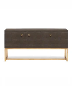 Made Goods New Arrivals Dallon 3 Door Buffet In Dark Mushroom Faux Shagreen And Gold