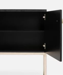 Made Goods Dallon 2 Door Buffet Black Faux Shagreen And Silver Steel New Arrivals