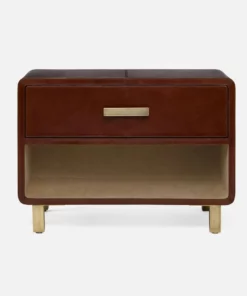 Made Goods Dante Double Nightstand Low Tobacco Leather New Arrivals
