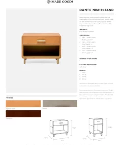 Made Goods Dante Double Nightstand Low Tobacco Leather New Arrivals