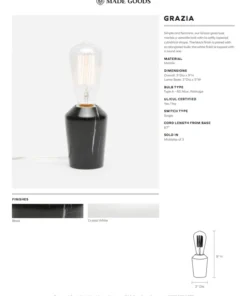 Made Goods New Arrivals Grazia Bookshelf Lamp Black Marble Set Of Two