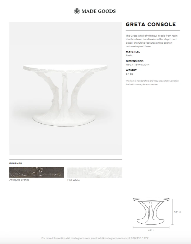 Made Goods Greta Console Flat White Resin New Arrivals 6 Made Goods Greta Console Flat White Resin New Arrivals