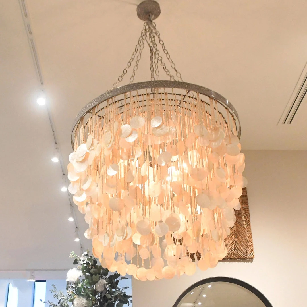 Made Goods Henry Chandelier Capiz Shell And Silver Metal New Arrivals 6 Made Goods Henry Chandelier Capiz Shell And Silver Metal New Arrivals