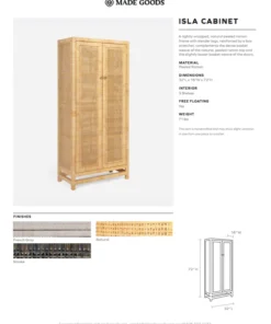 Made Goods Isla Cabinet French Gray Peeled Rattan