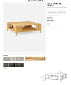 Made Goods Isla Coffee Table French Gray Rattan