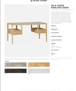 Made Goods New Arrivals Isla Open Shelves Desk Natural Peeled Rattan