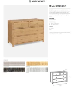 Made Goods Isla Dresser White Rattan 48
