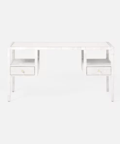 Made Goods Isla Open Shelves Desk White Peeled Rattan