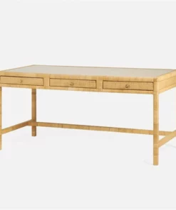 Made Goods Isla 3 Drawer Desk Natural Peeled Rattan