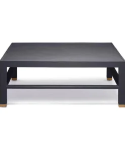 Made Goods Jarin Square Coffee Table Dark Navy Faux Belgian Linen