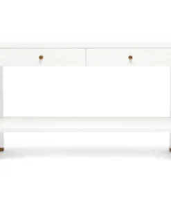 Made Goods Jarin Narrow Console Designer White Faux Belgian Linen