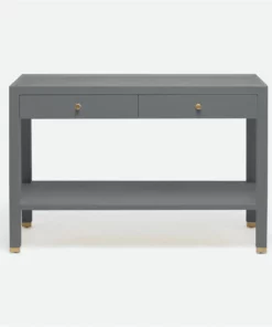 Made Goods Jarin Console Graphite Faux Belgian Linen Standard And Narrow