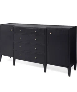 Made Goods Jarin Deep Drawer Buffet Dark Navy Faux Belgian Linen New Arrivals