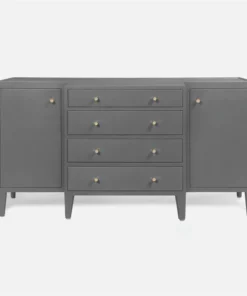 Made Goods New Arrivals Jarin Deep Drawer Buffet Graphite Faux Belgian Linen