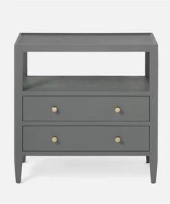 Made Goods Jarin Double Nightstand Graphite Faux Belgian Linen