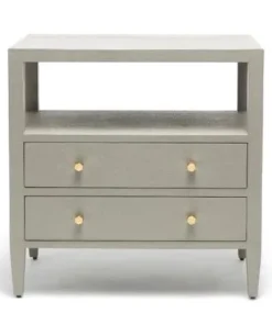 Made Goods Jarin Double Nightstand Light Gray Faux Belgian Linen