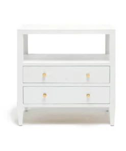 Made Goods New Arrivals Jarin Double Nightstand Designer White Faux Belgian Linen