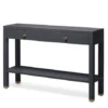 Made Goods New Arrivals Jarin Narrow Console Dark Navy Faux Belgian Linen