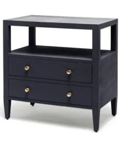 Made Goods Jarin Double Nightstand Dark Navy Faux Belgian Linen