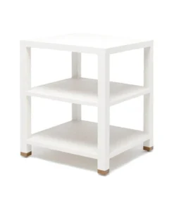 Made Goods New Arrivals Jarin Side Table Designer White Faux Belgian Linen