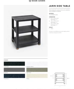 Made Goods Jarin Side Table Graphite Belgian Faux Linen