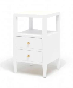 Made Goods Jarin Single Nightstand Designer White Faux Belgian Linen