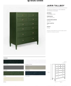 Made Goods Jarin Tallboy Graphite Faux Belgian Linen