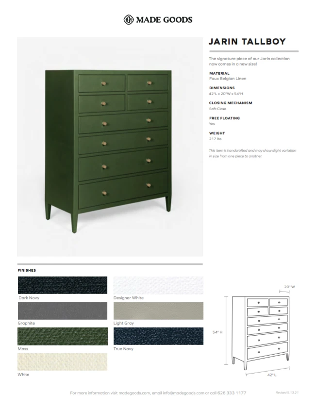 Made Goods New Arrivals Jarin Tallboy Designer White Faux Belgian Linen 7 Made Goods New Arrivals Jarin Tallboy Designer White Faux Belgian Linen