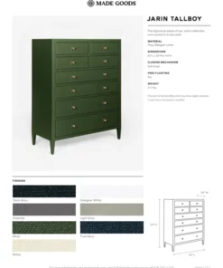 Made Goods New Arrivals Jarin Tallboy True Navy Faux Belgian Linen