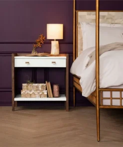 Made Goods New Arrivals Kennedy Double Nightstand Pristine And Walnut