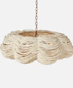 Made Goods Kira Chandelier White Wood Beads Large