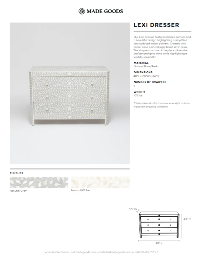Made Goods Lexi Dresser Natural Bone White Resin New Arrivals 4 Made Goods Lexi Dresser Natural Bone White Resin New Arrivals