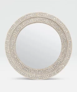 Made Goods Lexi Mirror 32" Natural Bone And Gray Resin