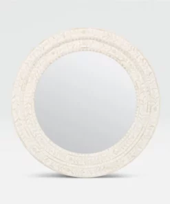 Made Goods New Arrivals Lexi Mirror 32" Natural Bone And White Resin