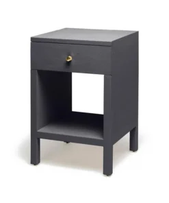 Made Goods Maris Single Nightstand Dark Navy Faux Belgian Linen