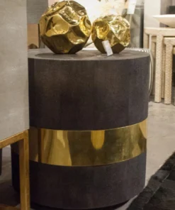 Made Goods Maxine Side Table Brass And Cool Gray Faux Shagreen New Arrivals