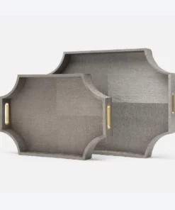 Made Goods Paden Tray Set Pewter Faux Silk Brass Metal New Arrivals