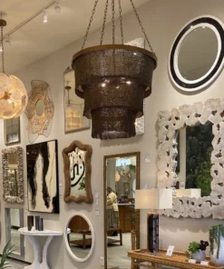 Made Goods Patricia Chandelier Bronze Coco Beads And Gold Metal