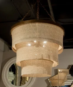 Made Goods New Arrivals Patricia Chandelier Natural Coco Beads And Gold Metal