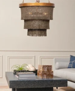 Made Goods Patricia Chandelier Bronze Coco Beads And Gold Metal 11 Made Goods Patricia Chandelier Bronze Coco Beads And Gold Metal