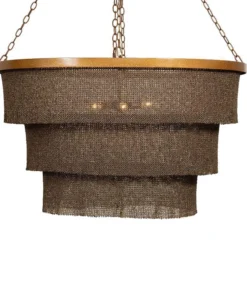 Made Goods Patricia Chandelier Oval Bronze Coco Beads And Gold Metal