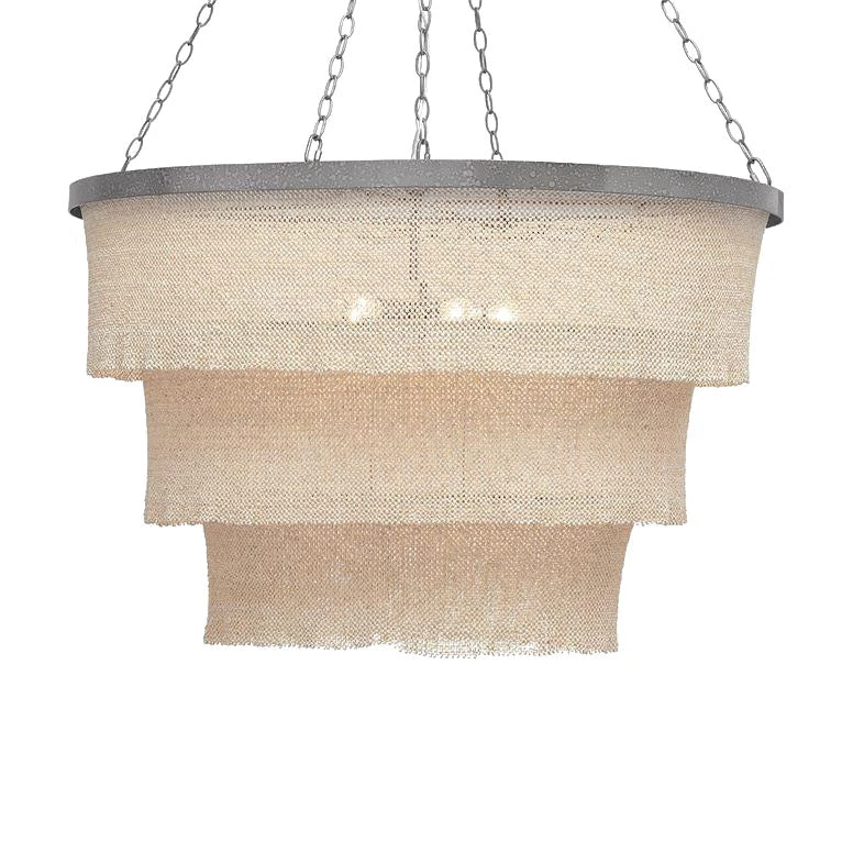 Made Goods Patricia Chandelier Oval Natural Coco Beads And Silver Metal 3 Made Goods Patricia Chandelier Oval Natural Coco Beads And Silver Metal