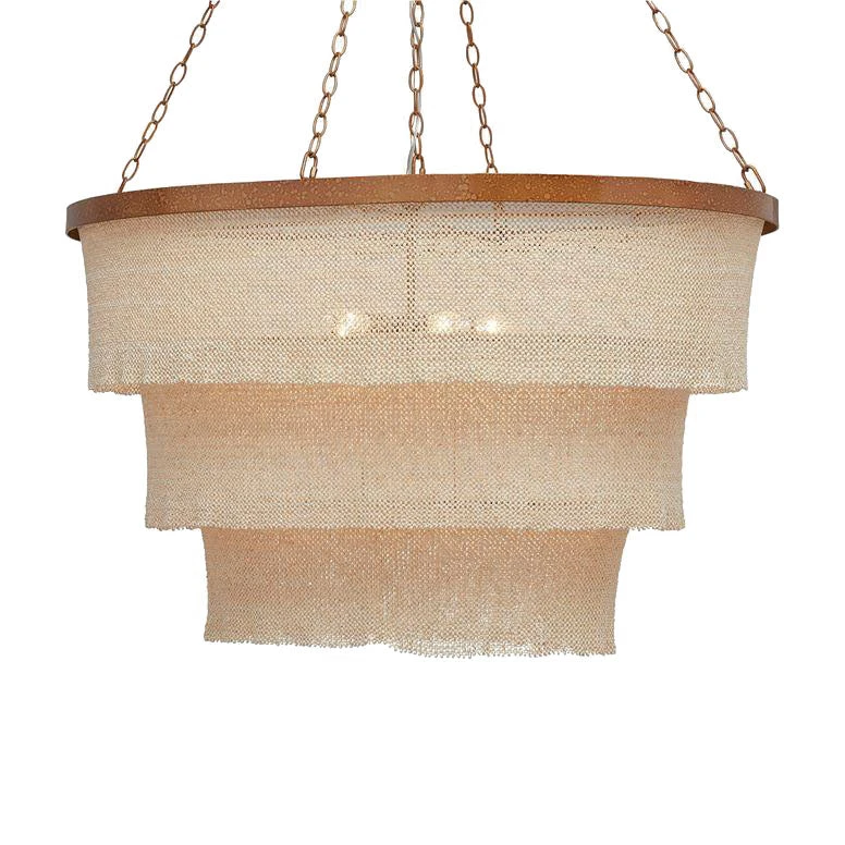 Made Goods Patricia Chandelier Oval Natural Coco Beads And Gold Metal 3 Made Goods Patricia Chandelier Oval Natural Coco Beads And Gold Metal