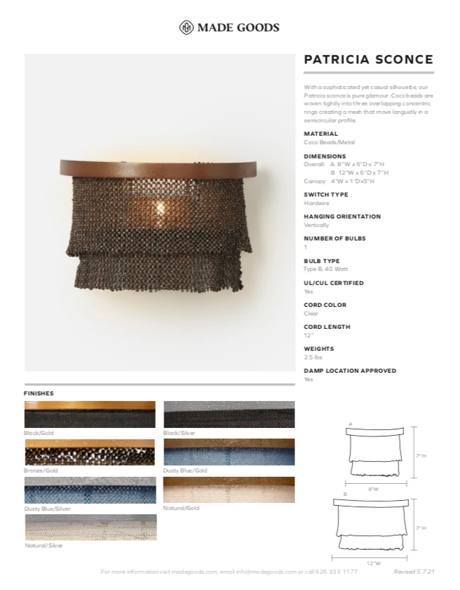 Made Goods Patricia Sconce Natural And Silver New Arrivals 4 Made Goods Patricia Sconce Natural And Silver New Arrivals