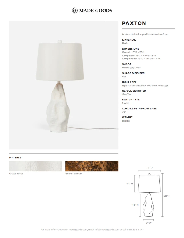 Made Goods New Arrivals Paxton Table Lamp Matte White 9 Made Goods New Arrivals Paxton Table Lamp Matte White