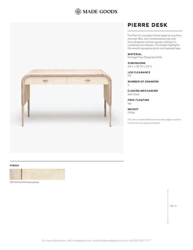 Made Goods New Arrivals Pierre Desk Pristine White Washed Oak 4 Made Goods New Arrivals Pierre Desk Pristine White Washed Oak
